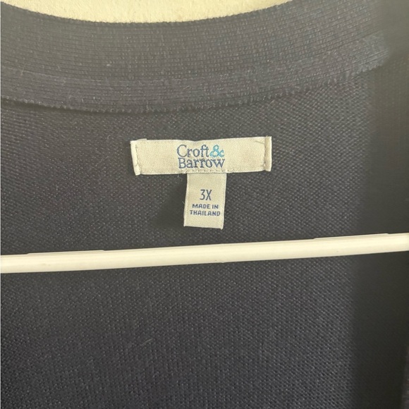 Croft & Barrow Women’s 3X Navy Open Front Cardigan Longline Pocket Layering - Picture 3 of 5